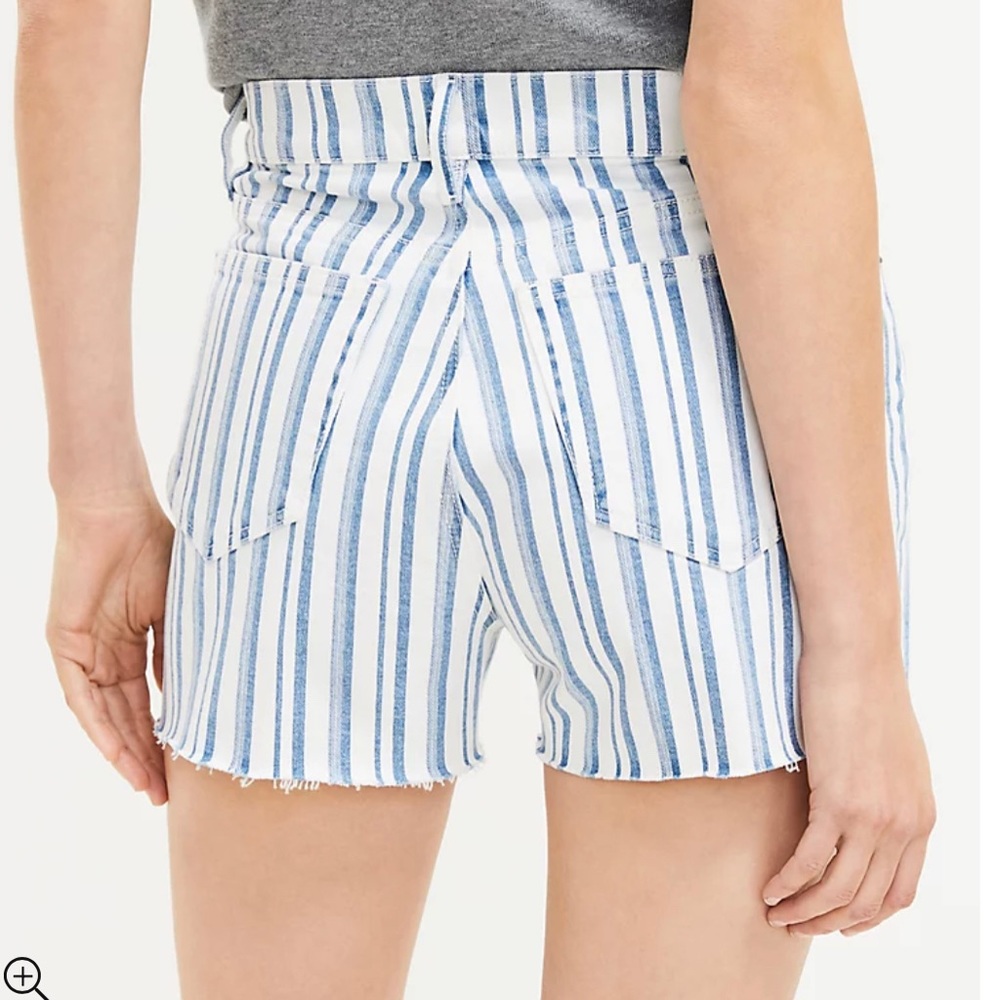 Loft Fresh Cut Denim Cut Off
Shorts in Blue White Stripe - Brand New